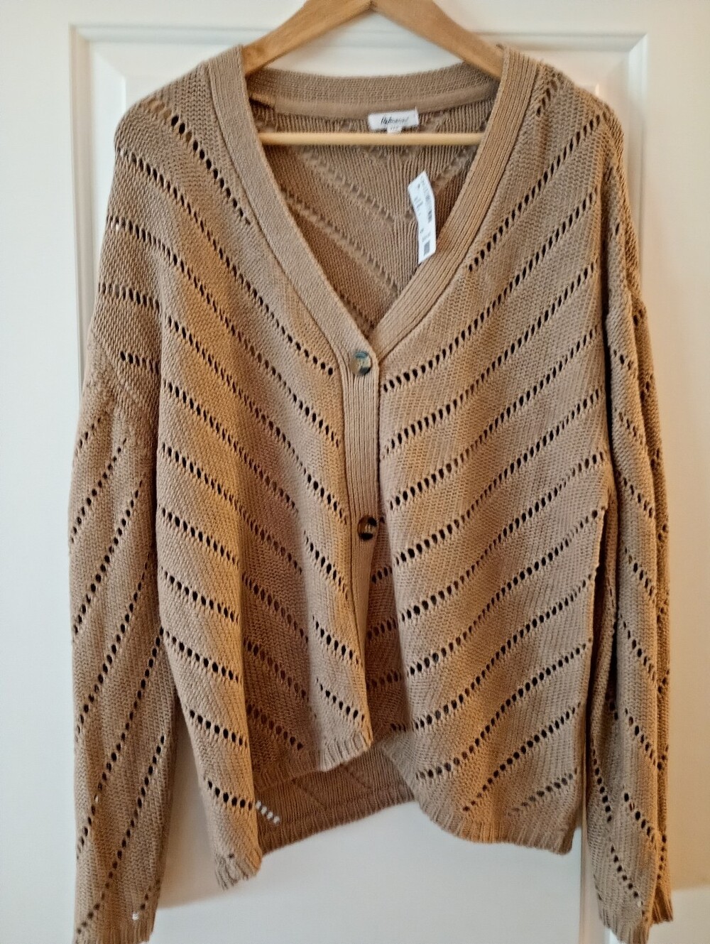 Reitmans ~Open-Knit V-Neck Light Brown Cardigan (XXL)